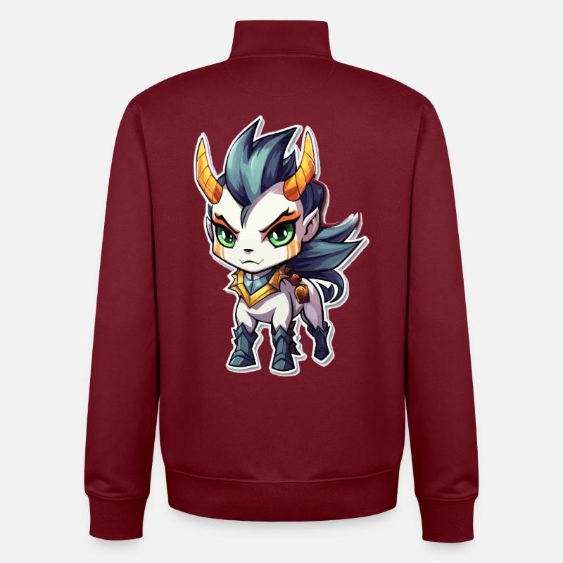 Cheval Démon Chibi - Sweat zippé unisexe en coton bio Stanley/Stella - bordeaux