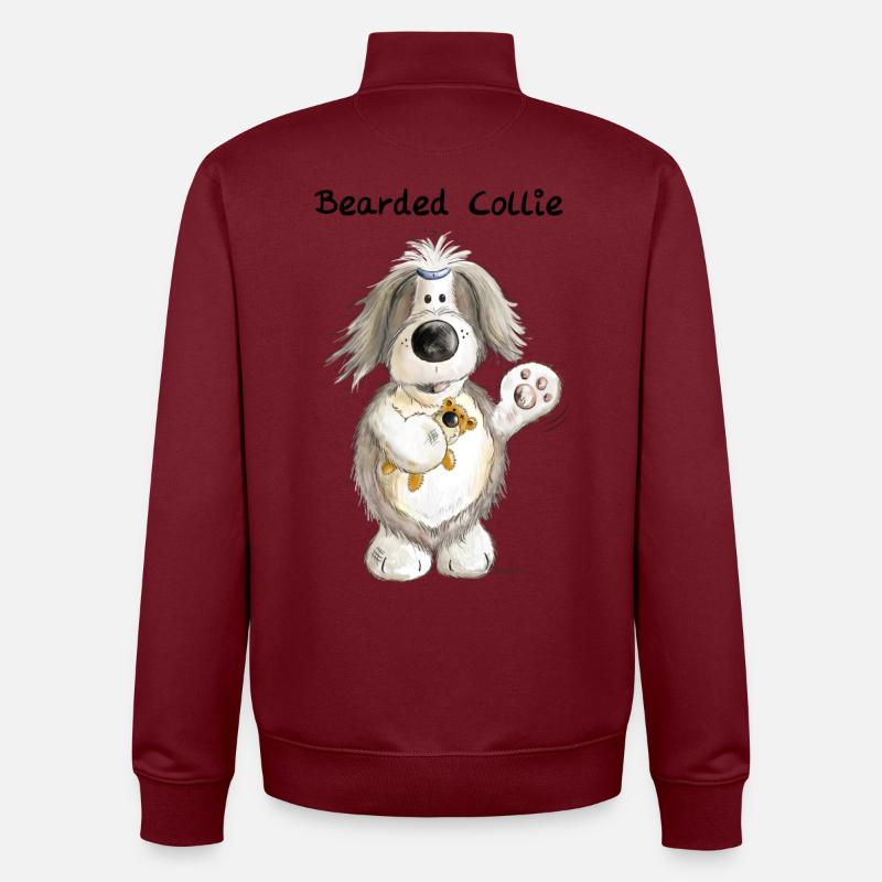 Bearded Collie mit Teddy - Unisex Organic Zip Sweatshirt von Stanley/Stella - Burgunderrot