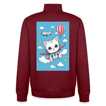 Süße Fliegende Katze - Unisex Organic Zip Sweatshirt von Stanley/Stella - Burgunderrot - Hinten - AI Model Male 185 dark (185cm)