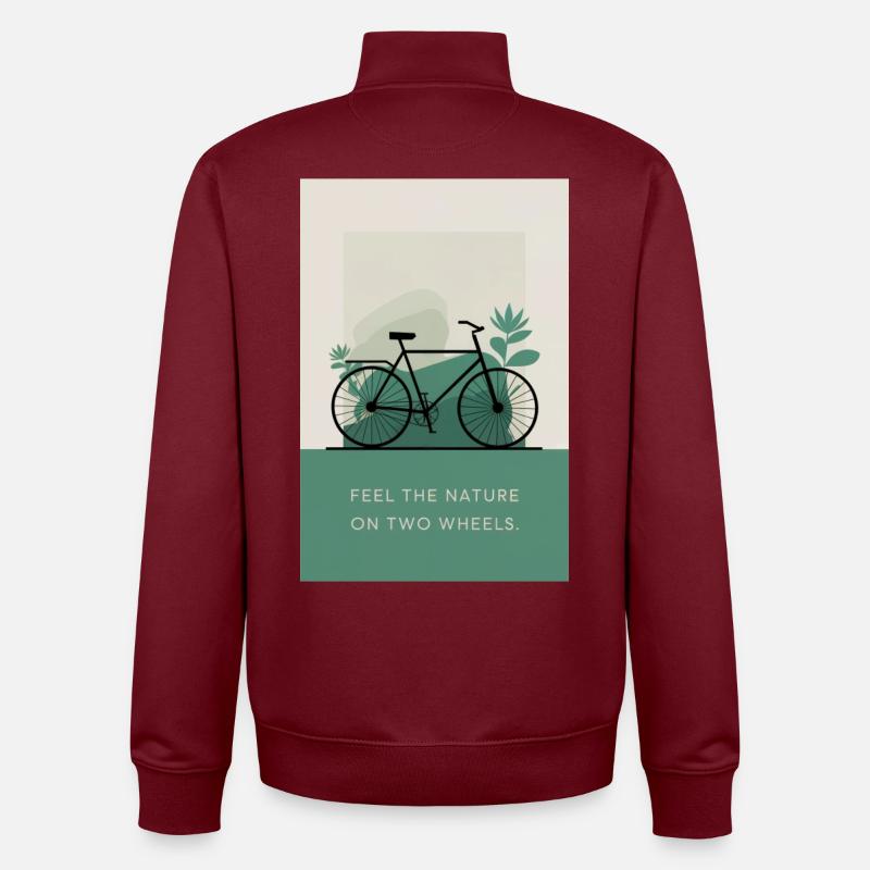 Ressentez la nature sur deux roues - Sweat zippé unisexe en coton bio Stanley/Stella - bordeaux