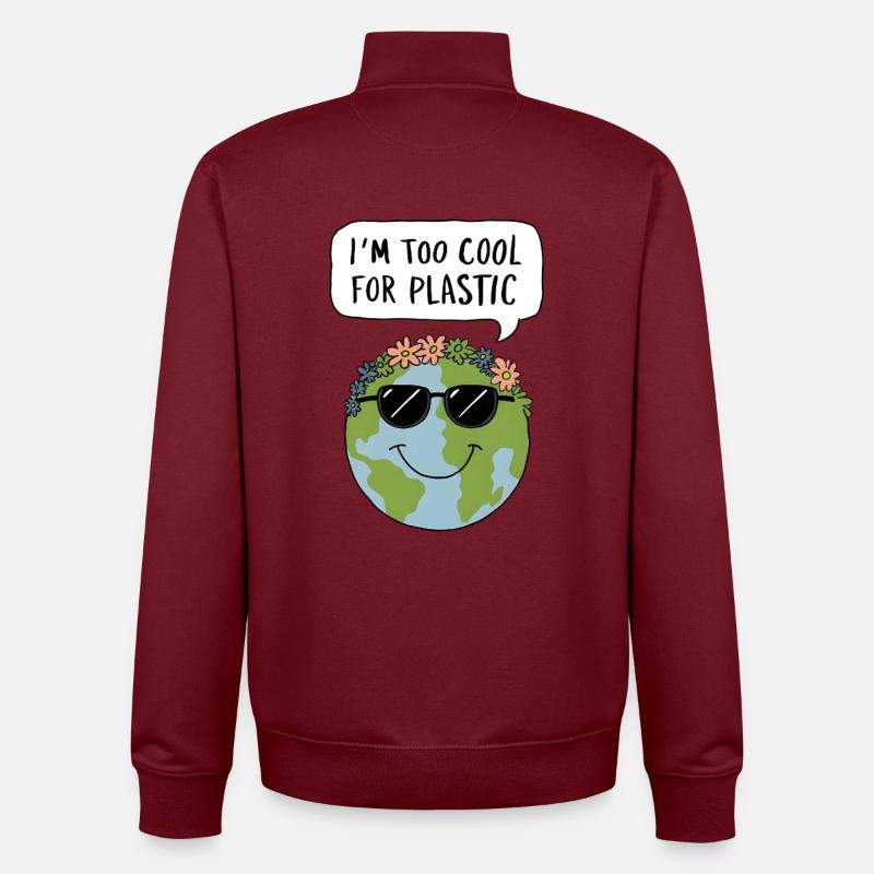 Too Cool for Plastic - Unisex Organic Zip Sweatshirt von Stanley/Stella - Burgunderrot