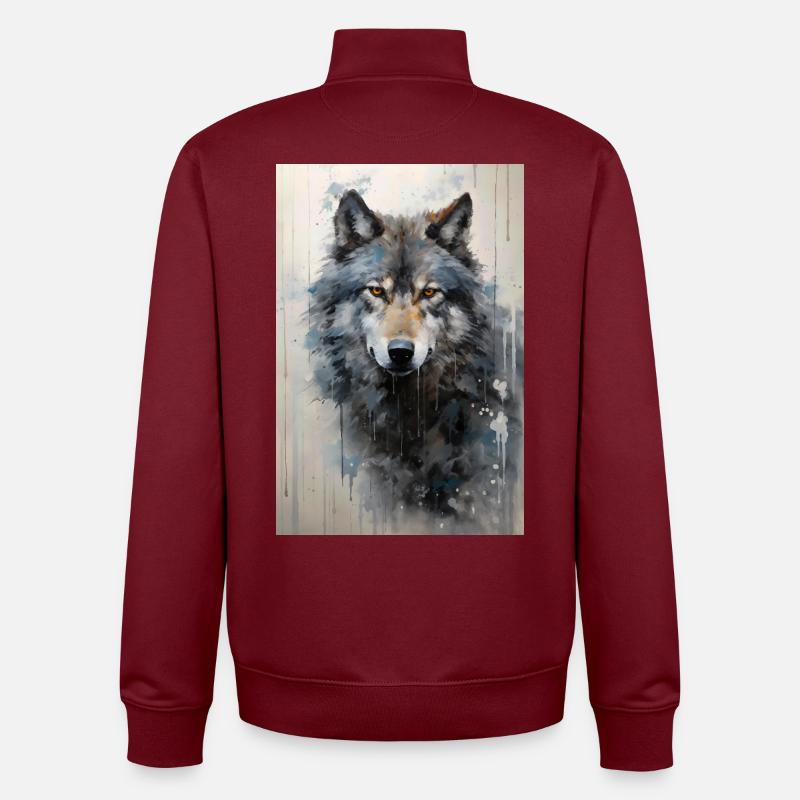 Illustration eines Wolfes - Unisex Organic Zip Sweatshirt von Stanley/Stella - Burgunderrot