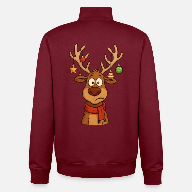 Cerf Rudolph Joyeux Noël doux - Sweat zippé unisexe en coton bio Stanley/Stella - bordeaux