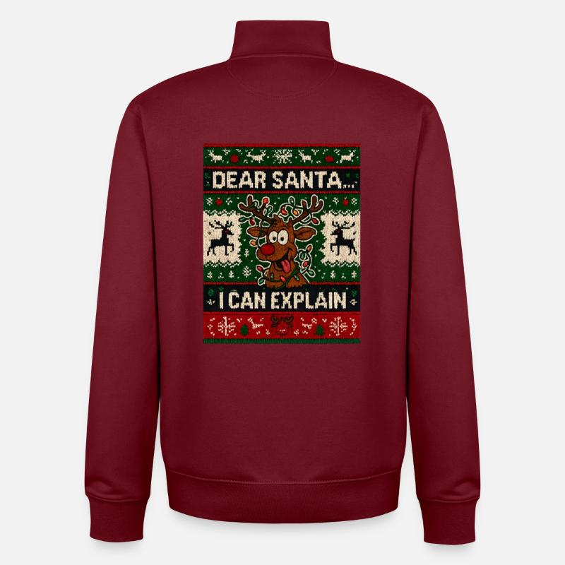Dear Santa I Can Explain - Unisex Organic Zip Sweatshirt von Stanley/Stella - Burgunderrot