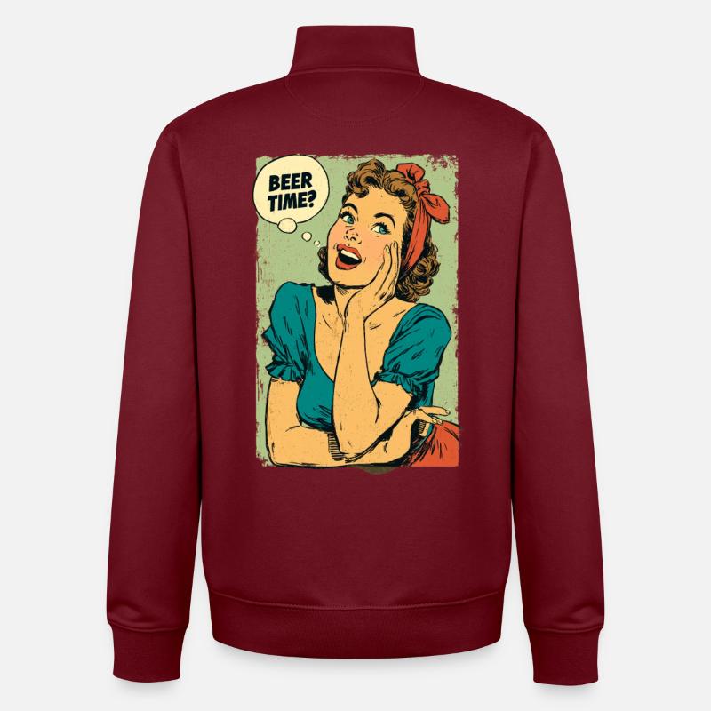 Bierzeit Retro-Pin-Up - Unisex Organic Zip Sweatshirt von Stanley/Stella - Burgunderrot
