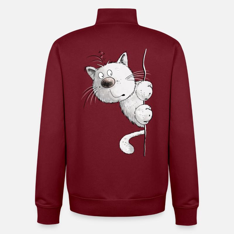 White Cats I Cat Friends Cadeau - Sweat zippé unisexe en coton bio Stanley/Stella - bordeaux