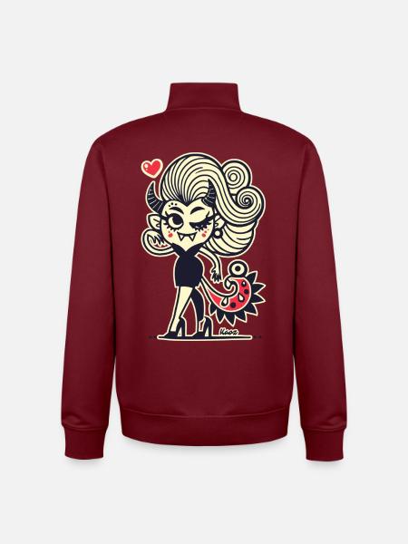 Moonlit Heart Demon Pop Art - Unisex Organic Zip Sweatshirt by Stanley/Stella - burgundy