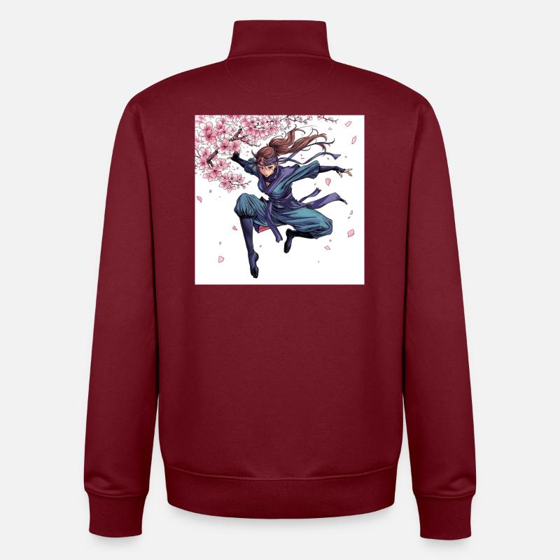 Cherry Blossom Warrior Style - Unisex Organic Zip Sweatshirt by Stanley/Stella - burgundy
