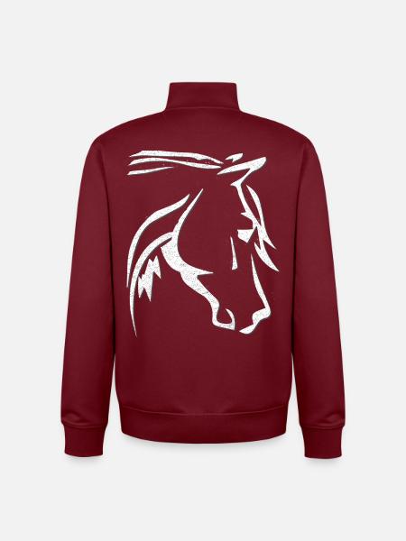 Hestehoved - hestetegning - ridning - hestekvinde - Stanley/Stella unisex sweatshirt med lynlås i økologisk - burgunder-rød