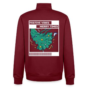 Festliche Stimmung Fröhliche Zeiten Geschenke Stimmung & Freude - Unisex Organic Zip Sweatshirt von Stanley/Stella - Burgunderrot - Hinten - AI Model Male 185 dark (185cm)