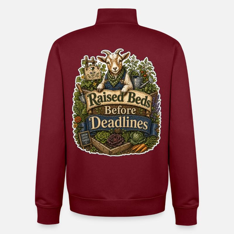 Raised Beds Before Deadlines - Unisex Organic Zip Sweatshirt by Stanley/Stella - burgundy