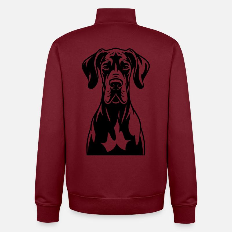 Great Dane Frontal - Unisex Organic Zip Sweatshirt by Stanley/Stella - burgundy