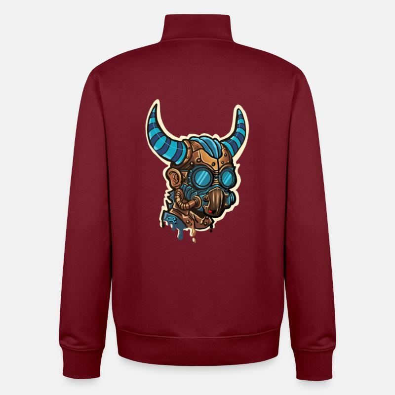 Bläulich-gehörnte Steampunk-Maske - Unisex Organic Zip Sweatshirt von Stanley/Stella - Burgunderrot