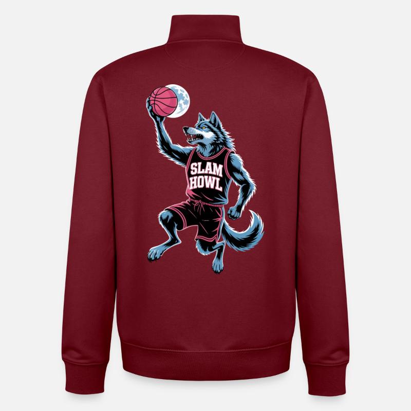 Slam Howl Basketball Wolf - Sweat zippé unisexe en coton bio Stanley/Stella - bordeaux