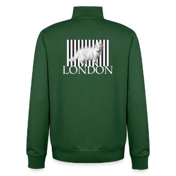 Punk Cat London Contrast streetwaer - Unisex Organic Zip Sweatshirt by Stanley/Stella - bottle green - Back - AI Model Male 185 dark (185cm)