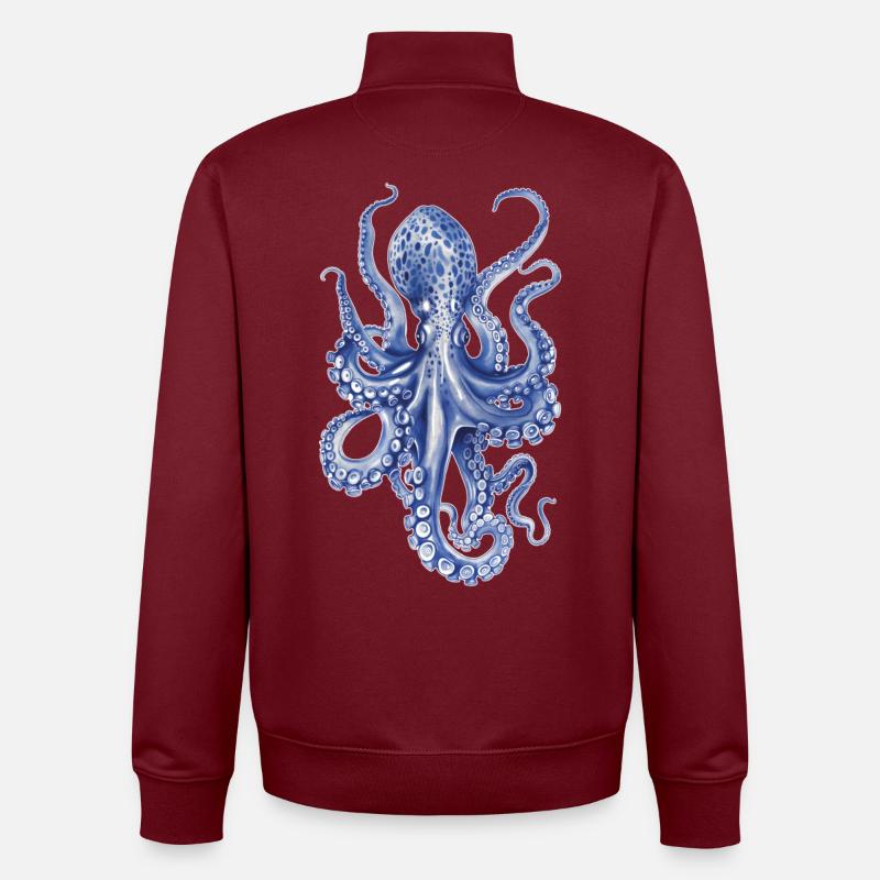 Pieuvre - Sweat zippé unisexe en coton bio Stanley/Stella - bordeaux