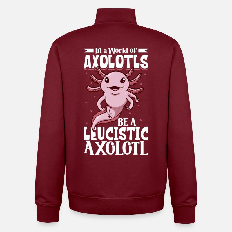 Be a Leucistic Axolotl - Unisex Organic Zip Sweatshirt by Stanley/Stella - burgundy
