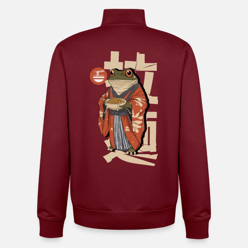 Des grenouilles mangeant des ramen - Sweat zippé unisexe en coton bio Stanley/Stella - bordeaux