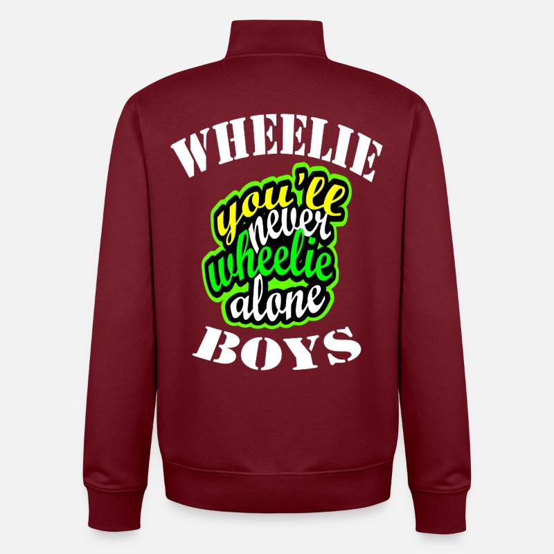 Wheelie Boys - Conception de motos - Sweat zippé unisexe en coton bio Stanley/Stella - bordeaux