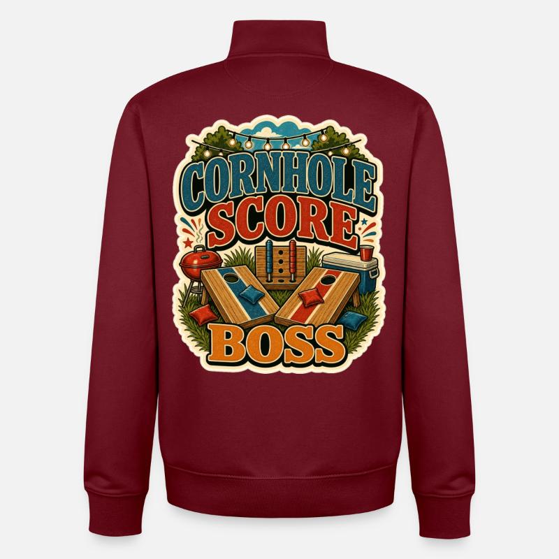 CORNHOLE SCORE - Unisex Organic Zip Sweatshirt by Stanley/Stella - burgundy