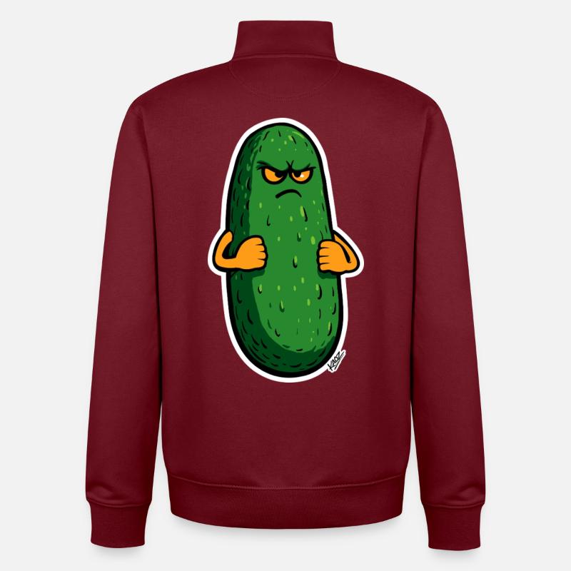 Grumpy Pickle Mascot - Unisex Organic Zip Sweatshirt by Stanley/Stella - burgundy