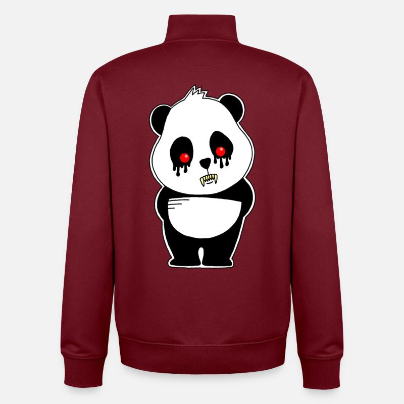 Panda vampire - Sweat zippé unisexe en coton bio Stanley/Stella - bordeaux