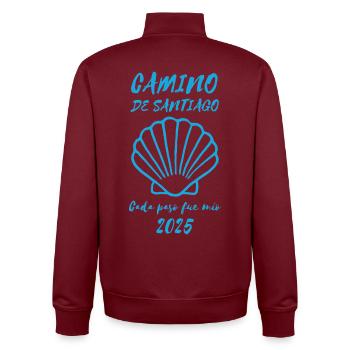 Camino de Santiago Jakobsweg 2025 - Unisex Organic Zip Sweatshirt von Stanley/Stella - Burgunderrot - Hinten - AI Model Male 185 dark (185cm)