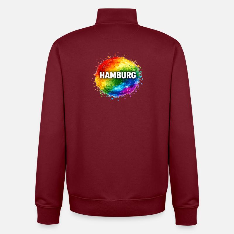 Hambourg en couleurs arc-en-ciel - Sweat zippé unisexe en coton bio Stanley/Stella - bordeaux