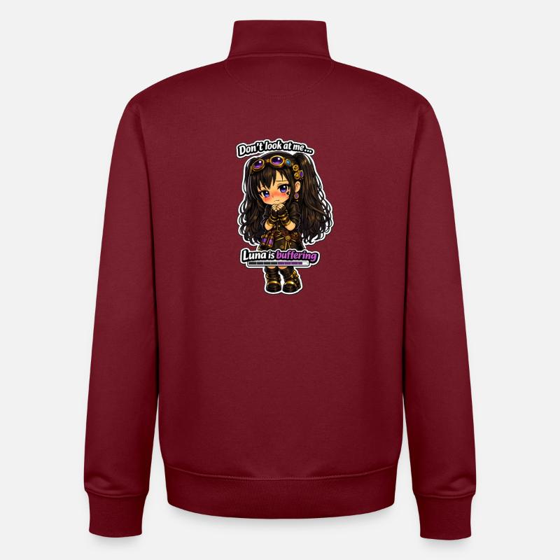 Luna Buffing Chibi Steampunk - Sweat zippé unisexe en coton bio Stanley/Stella - bordeaux