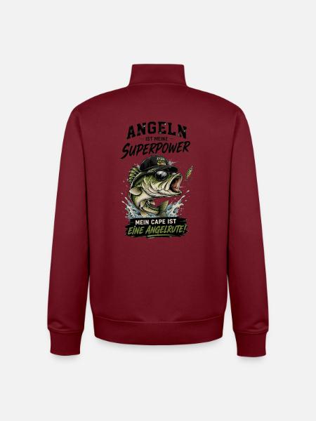 Angeln ist meine Superpower - Unisex Organic Zip Sweatshirt von Stanley/Stella - Burgunderrot