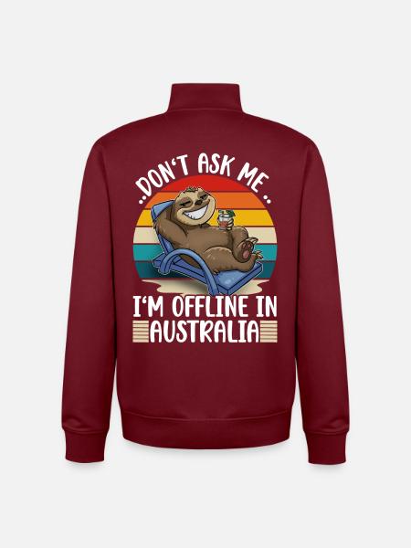 Australia Holiday Trip Sloth - Unisex Organic Zip Sweatshirt by Stanley/Stella - burgundy