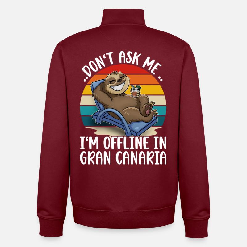 Gran Canaria Holiday Trip Sloth - Unisex Organic Zip Sweatshirt by Stanley/Stella - burgundy