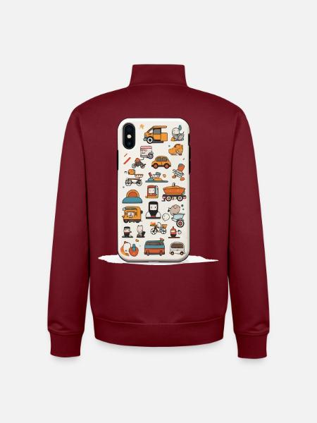 Bunte Fahrzeugwelt Doodle Muster - Unisex Organic Zip Sweatshirt von Stanley/Stella - Burgunderrot