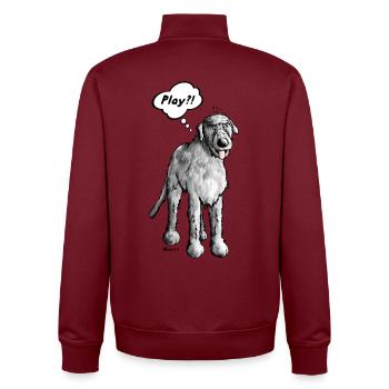 Irischer Wolfshund will spielen - Unisex Organic Zip Sweatshirt von Stanley/Stella - Burgunderrot - Hinten - AI Model Male 185 dark (185cm)