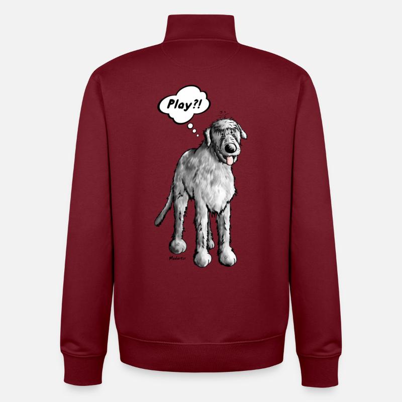 Irish wolfhound - cartoon - comic - funny - Unisex Organic Zip Sweatshirt by Stanley/Stella - burgundy