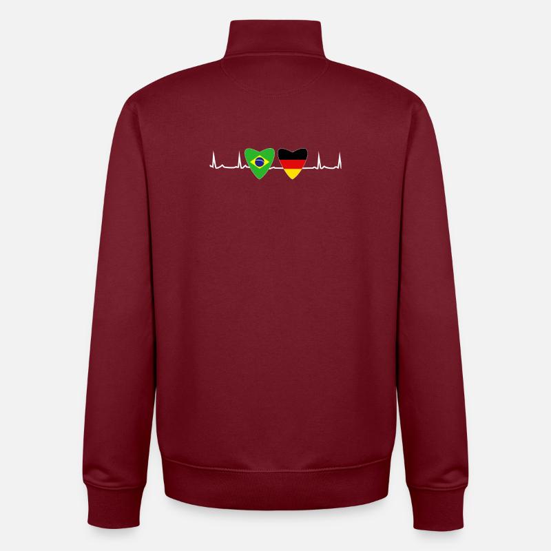 Brazil-German Flag Germany Gift - Unisex Organic Zip Sweatshirt by Stanley/Stella - burgundy