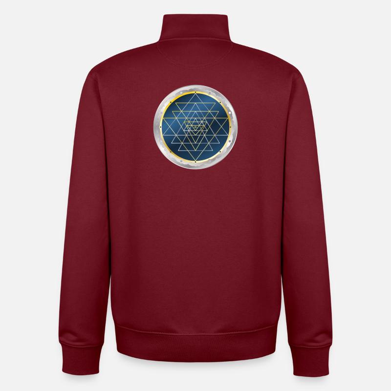 Sri Yantra, Sacred Geometry - Unisex Organic Zip Sweatshirt by Stanley/Stella - burgundy