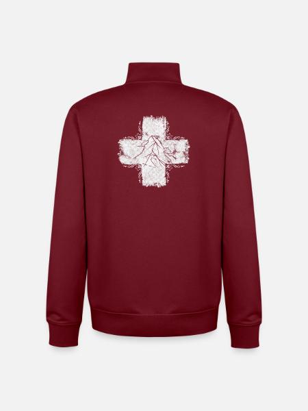 Switzerland 🇨🇭 Suisse Swiss flag - Unisex Organic Zip Sweatshirt by Stanley/Stella - burgundy