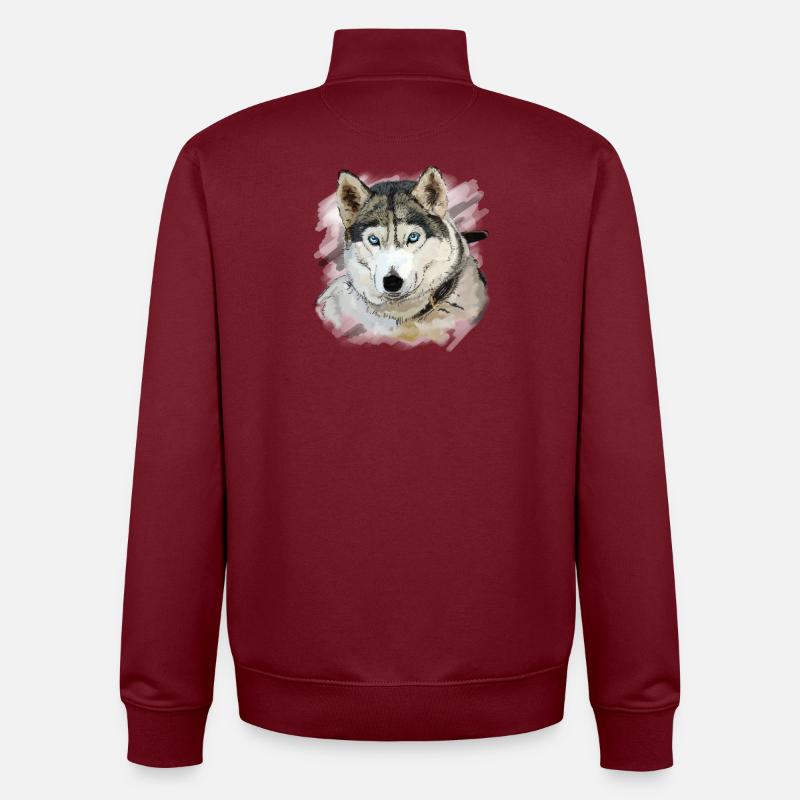 Husky - Sweat zippé unisexe en coton bio Stanley/Stella - bordeaux