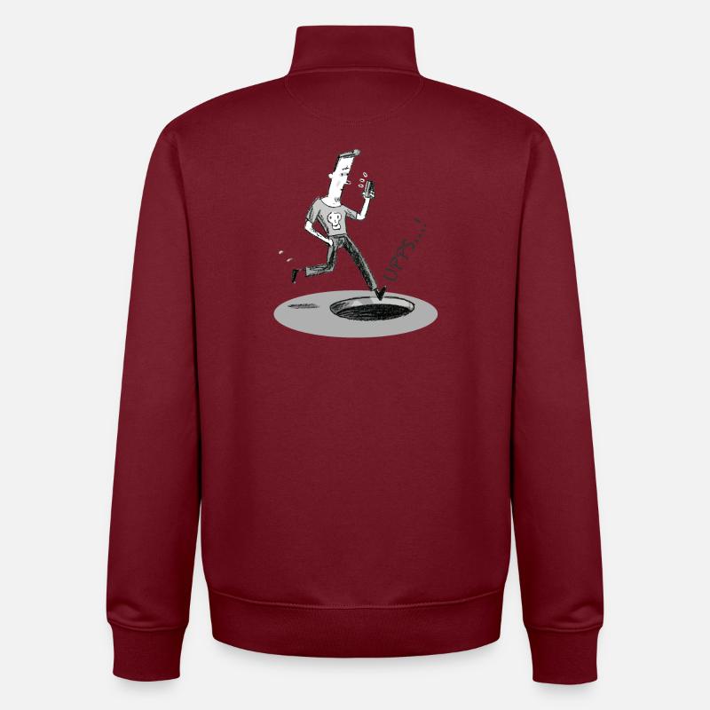 Sprung ins Loch mit Smartphone - Unisex Organic Zip Sweatshirt von Stanley/Stella - Burgunderrot