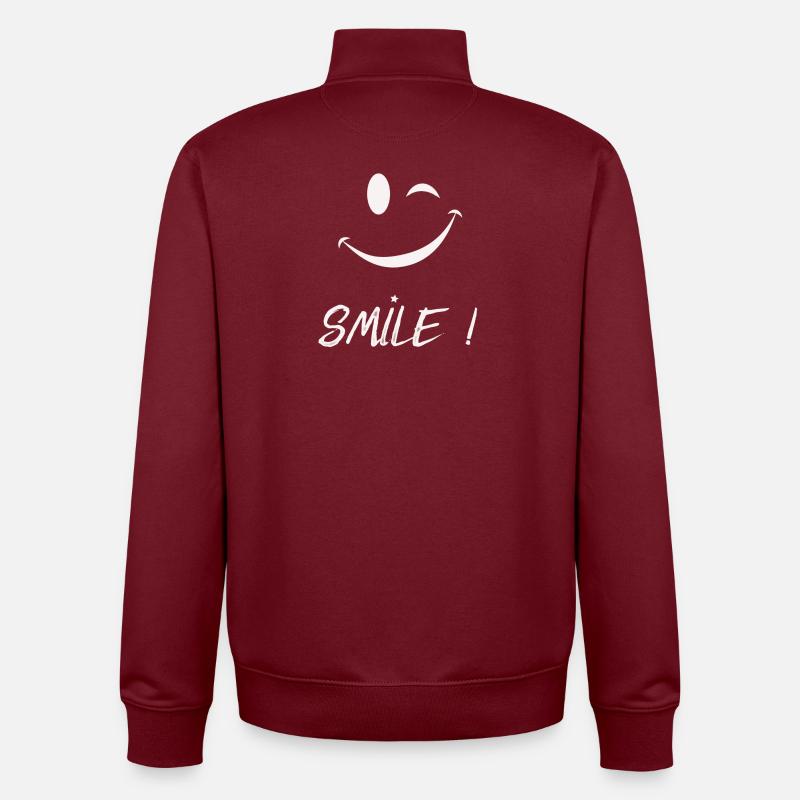 Smile - Unisex Organic Zip Sweatshirt von Stanley/Stella - Burgunderrot