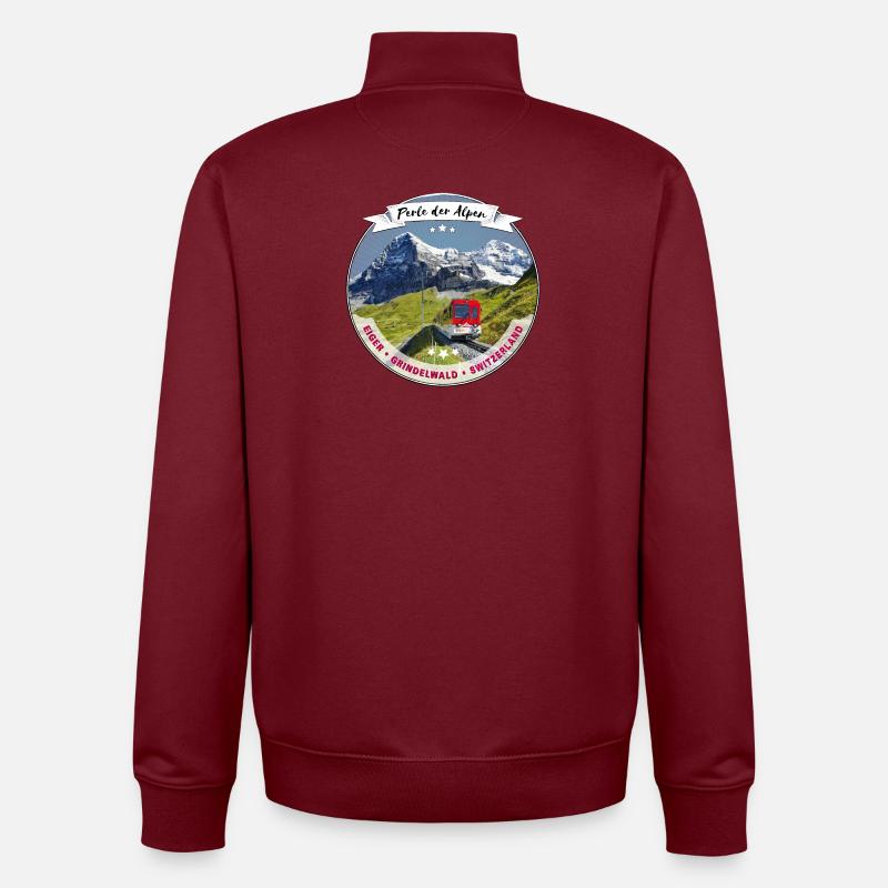 Eiger, Perle der Alpen - Unisex Organic Zip Sweatshirt von Stanley/Stella - Burgunderrot