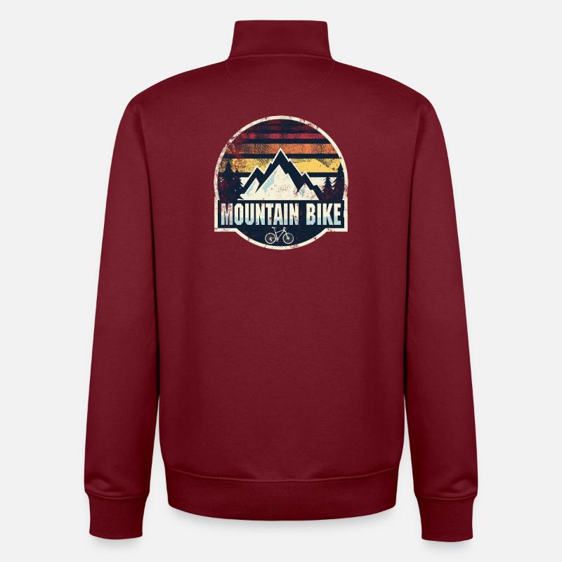 Patch rétro pour VTT - Sweat zippé unisexe en coton bio Stanley/Stella - bordeaux