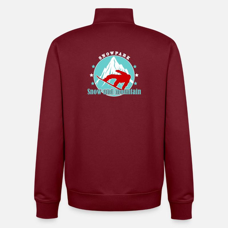 Berg- und Alpinski-Illustration - Unisex Organic Zip Sweatshirt von Stanley/Stella - Burgunderrot