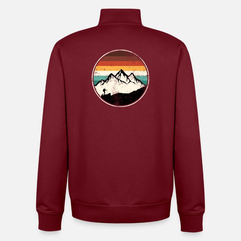 Retro Peak Trail Circle - Unisex Organic Zip Sweatshirt by Stanley/Stella - burgundy