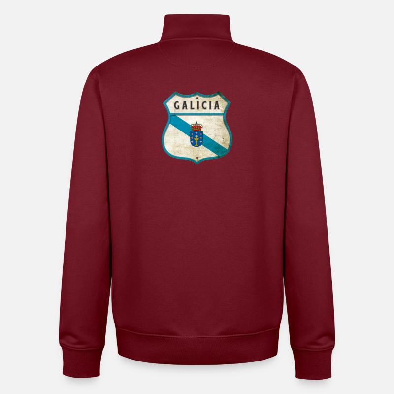 Drapeau armoiries de la Galice - Sweat zippé unisexe en coton bio Stanley/Stella - bordeaux