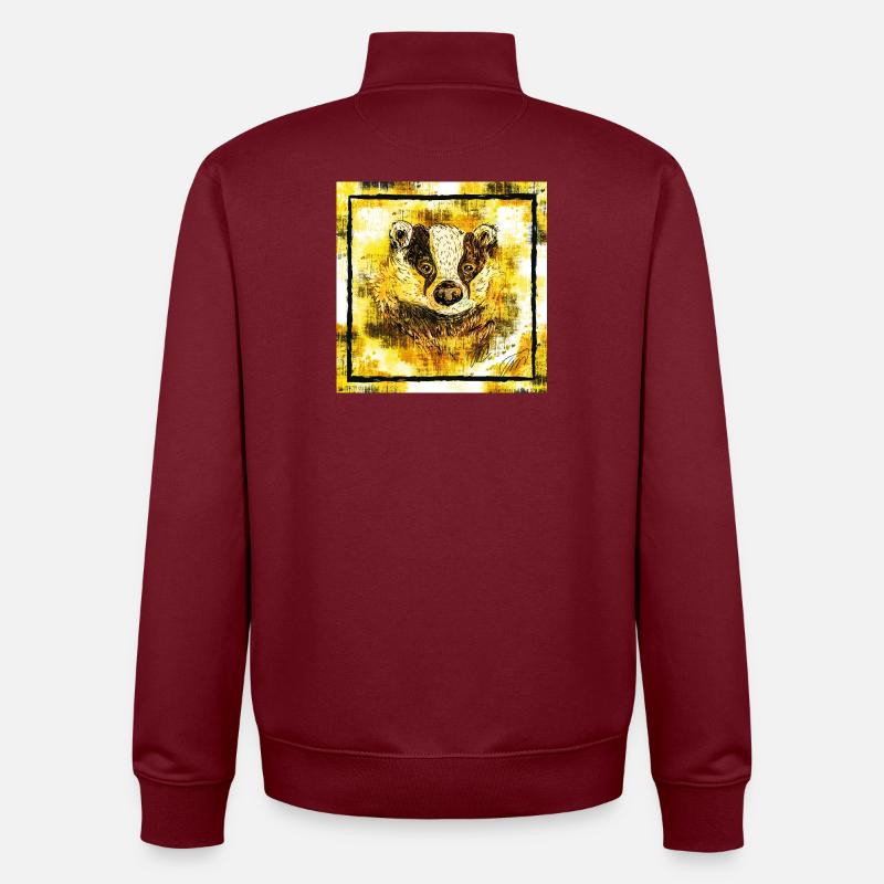 Der Gelbe Dachs, Tier Geschenke - Unisex Organic Zip Sweatshirt von Stanley/Stella - Burgunderrot