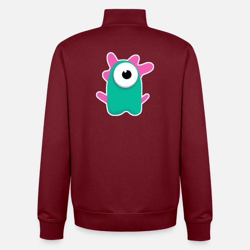 Cyclope turquoise mignon | Monstre rose drôle - Sweat zippé unisexe en coton bio Stanley/Stella - bordeaux