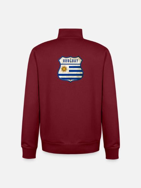 Uruguay flag coat of arms design - Unisex Organic Zip Sweatshirt by Stanley/Stella - burgundy