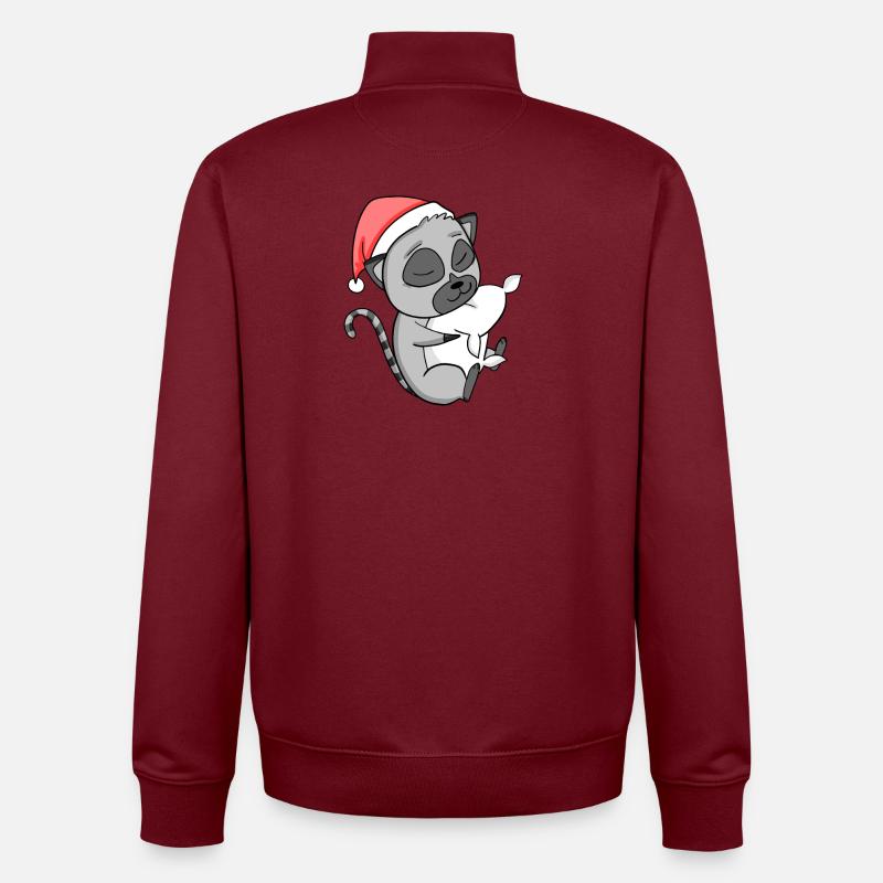 Lémurien Noël - Sweat zippé unisexe en coton bio Stanley/Stella - bordeaux